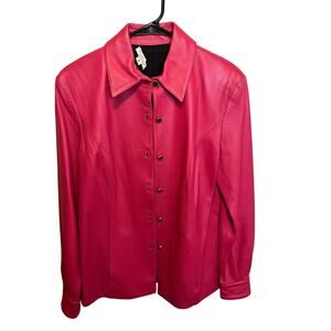 St John Sport Hot Pink Leather Lightweight Small Jacket Vintage Y2K 2001 Unique